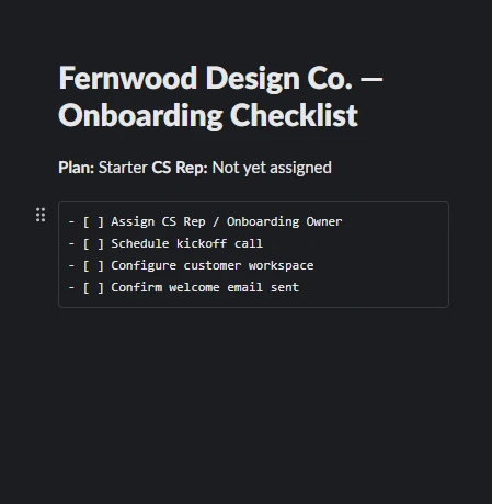 Slack canvas checklist missing owner
