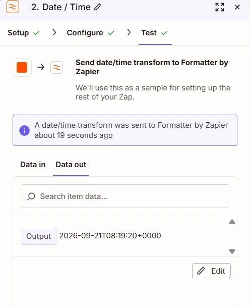 Formatter output after retest