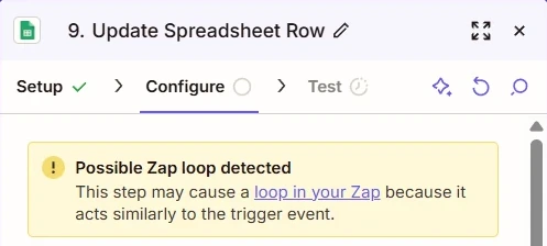 Zapier loop warning