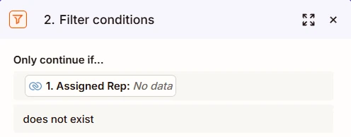 Filter: Assigned Rep does not exist