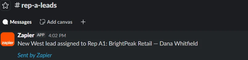 Slack rep-a-leads channel alternating reps